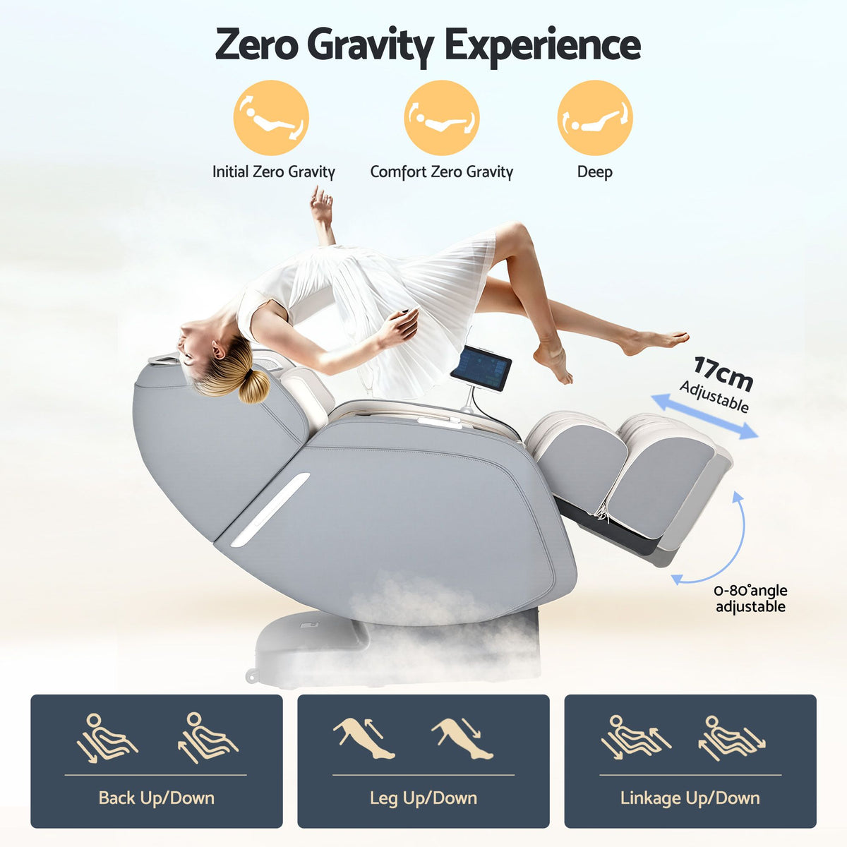 Livemor 4D Massage Chair Recliner - Full Body SL-Track Zero Gravity with AI Body Scan, Deep Tissue Electric Massager with Heat, 12 Auto Programs, LCD Touchscreen & Bluetooth, Grey
