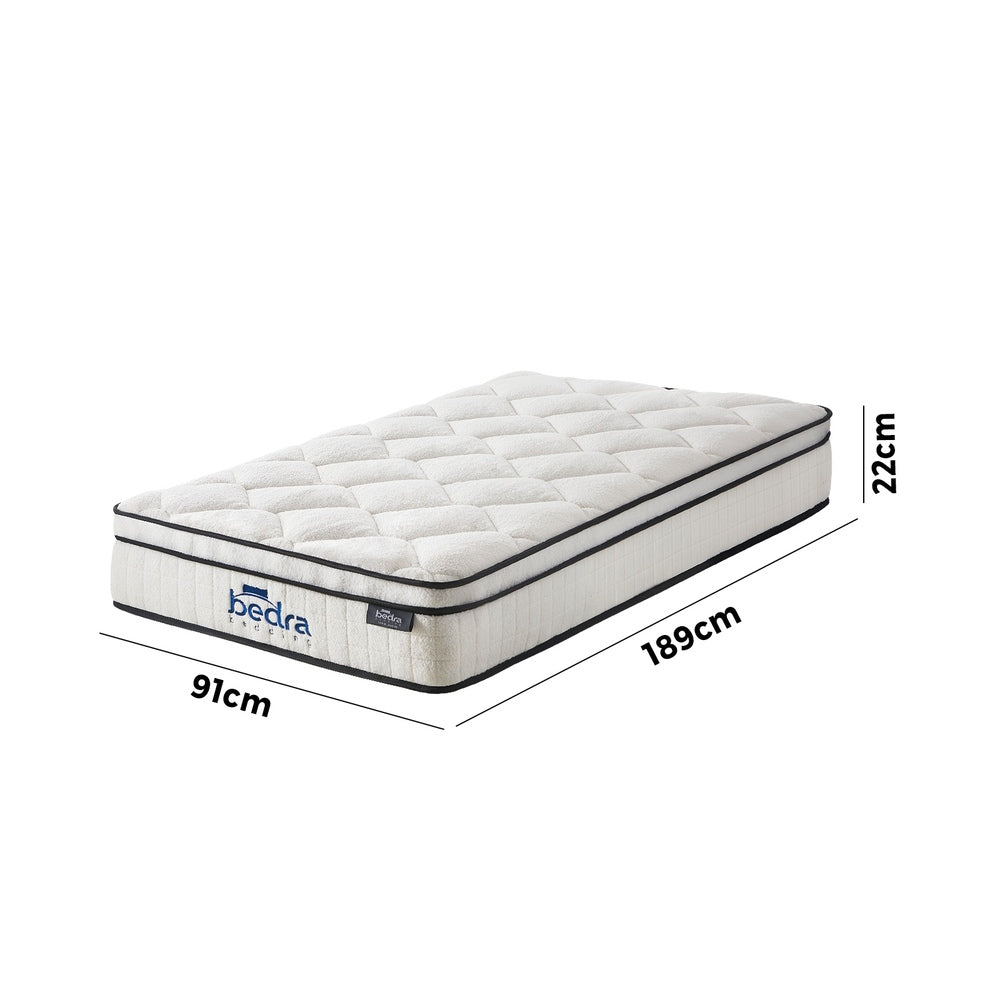 Bedra Boucle Single Mattress Memory Foam Pocket Spring Euro Top