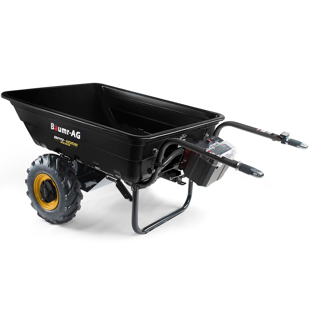 BAUMR-AG 40V Li-ion 300KG / 300L Wheelbarrow, ATV Tow Bar, Deep V-tread Tyre, 7.5Ah Lithium Battery, 2 Wheel Direct Drive