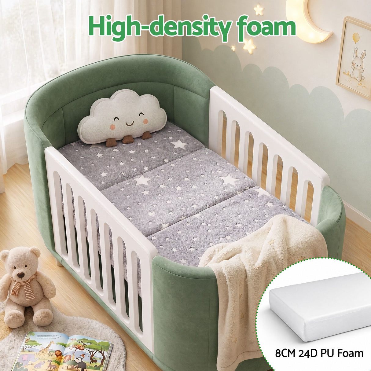 Giselle Bedding Foldable Cot Mattress for Travel Cot, Glow-in-Dark Cover