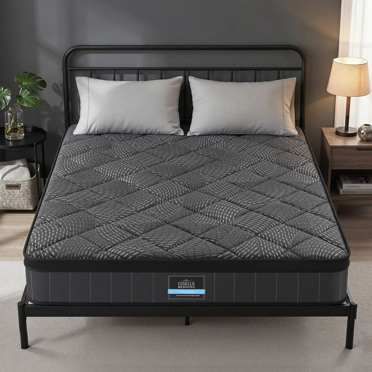 Giselle Bedding Queen Mattress 25cm Pocket Spring Latex Euro Top Medium Firm Bed