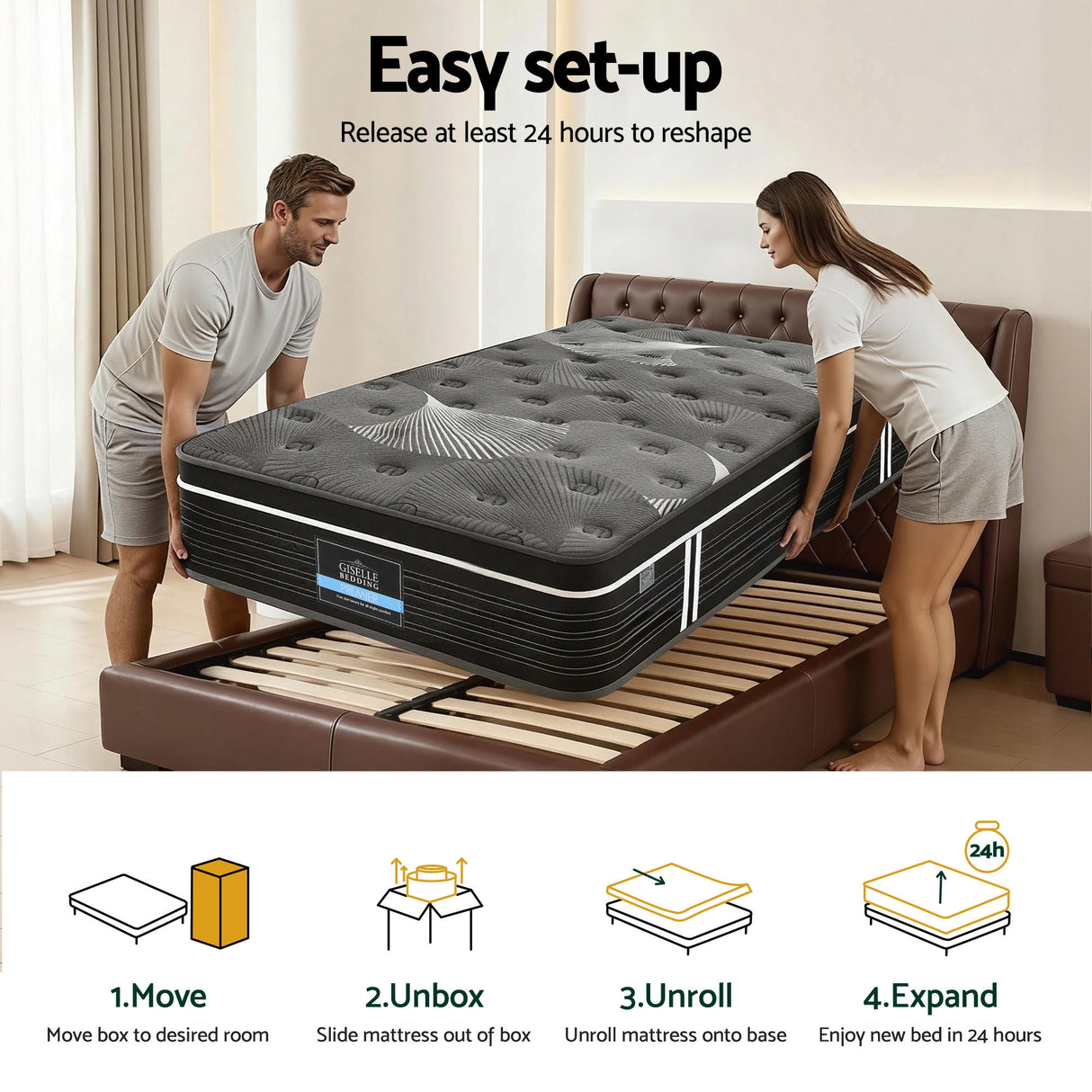 Giselle Bedding 35cm Mattress Graphene Memory Foam Medium Firm Euro Top Mattresses King Single