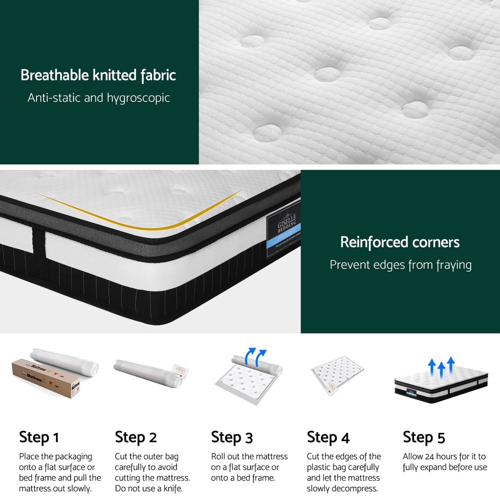 35cm Giselle Mattress Queen Bed Bamboo Pocket Firm Foam