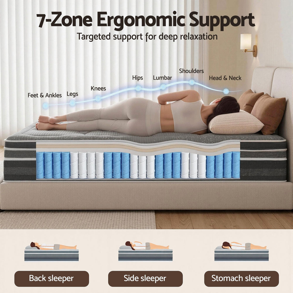 Giselle Bedding 34cm Mattress Cool Gel Memory Foam 7 Zone King