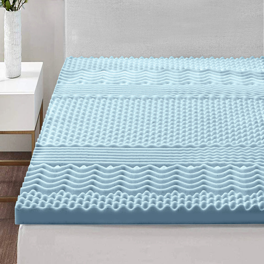 Giselle Bedding 5cm Double Cool Gel Memory Foam Mattress Topper with Bamboo Cover - 7-Zone Design
