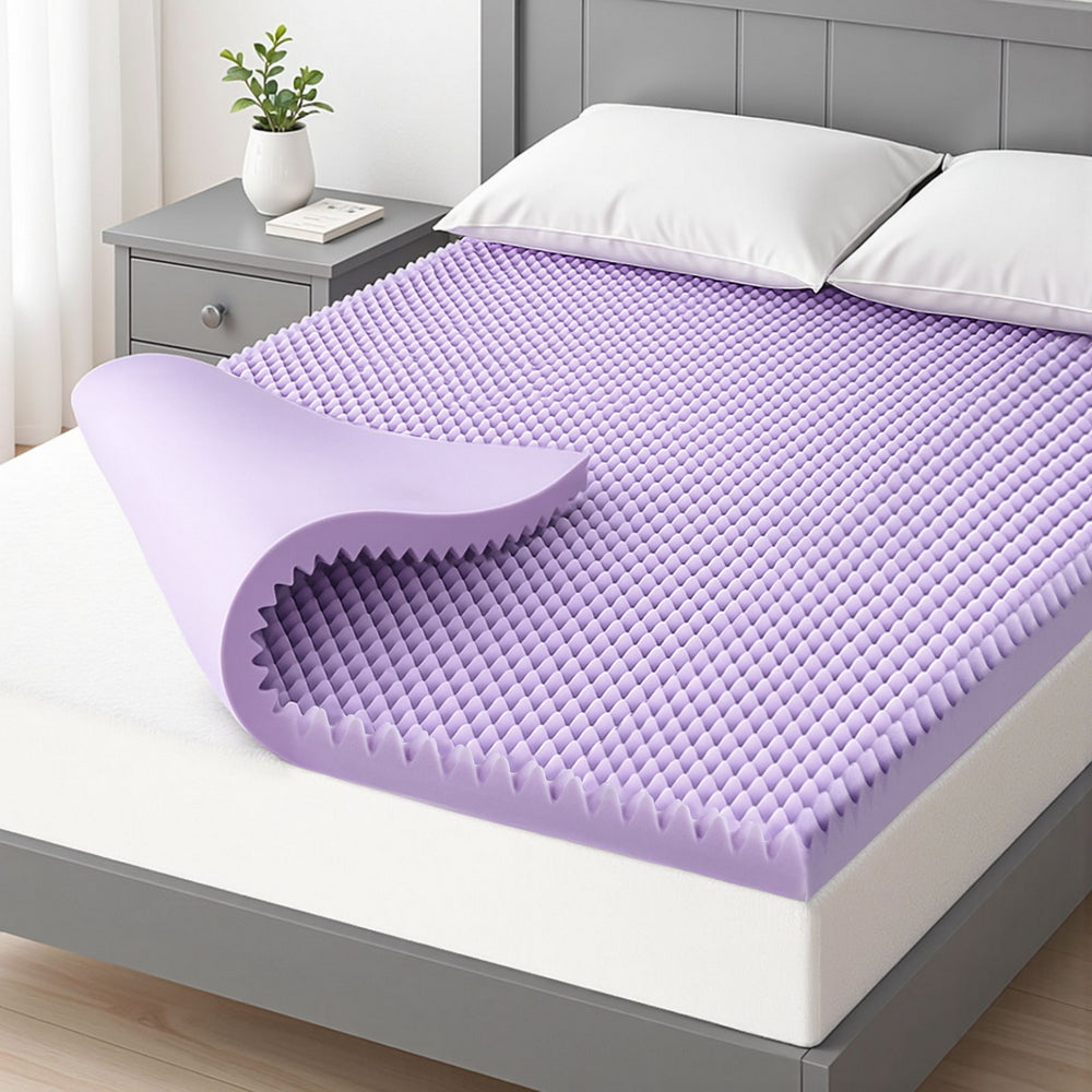 Giselle 5cm Memory Foam Mattress Topper Lavender Infused Egg Crate Pad Mat Double