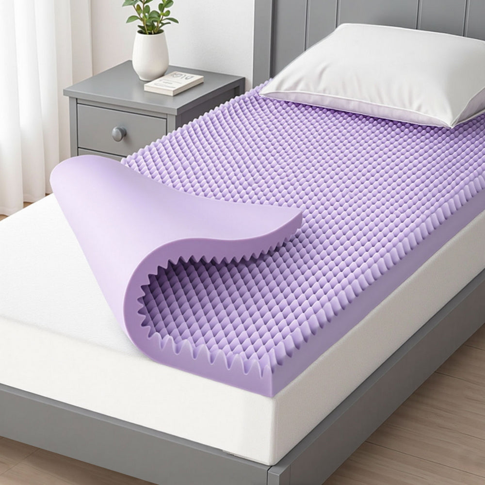 Giselle 5cm Memory Foam Mattress Topper Lavender Infused Egg Crate King Single