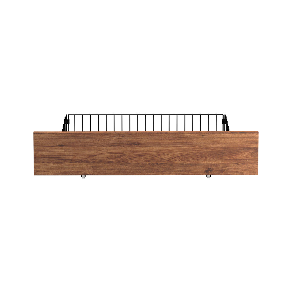 Oikiture 2x Bed Frame Storage Drawers with Wheels Metal Brown