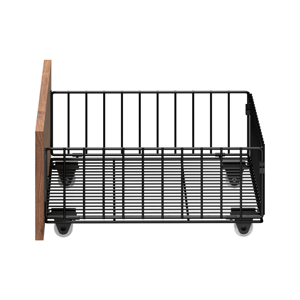 Oikiture 2x Bed Frame Storage Drawers with Wheels Metal Brown