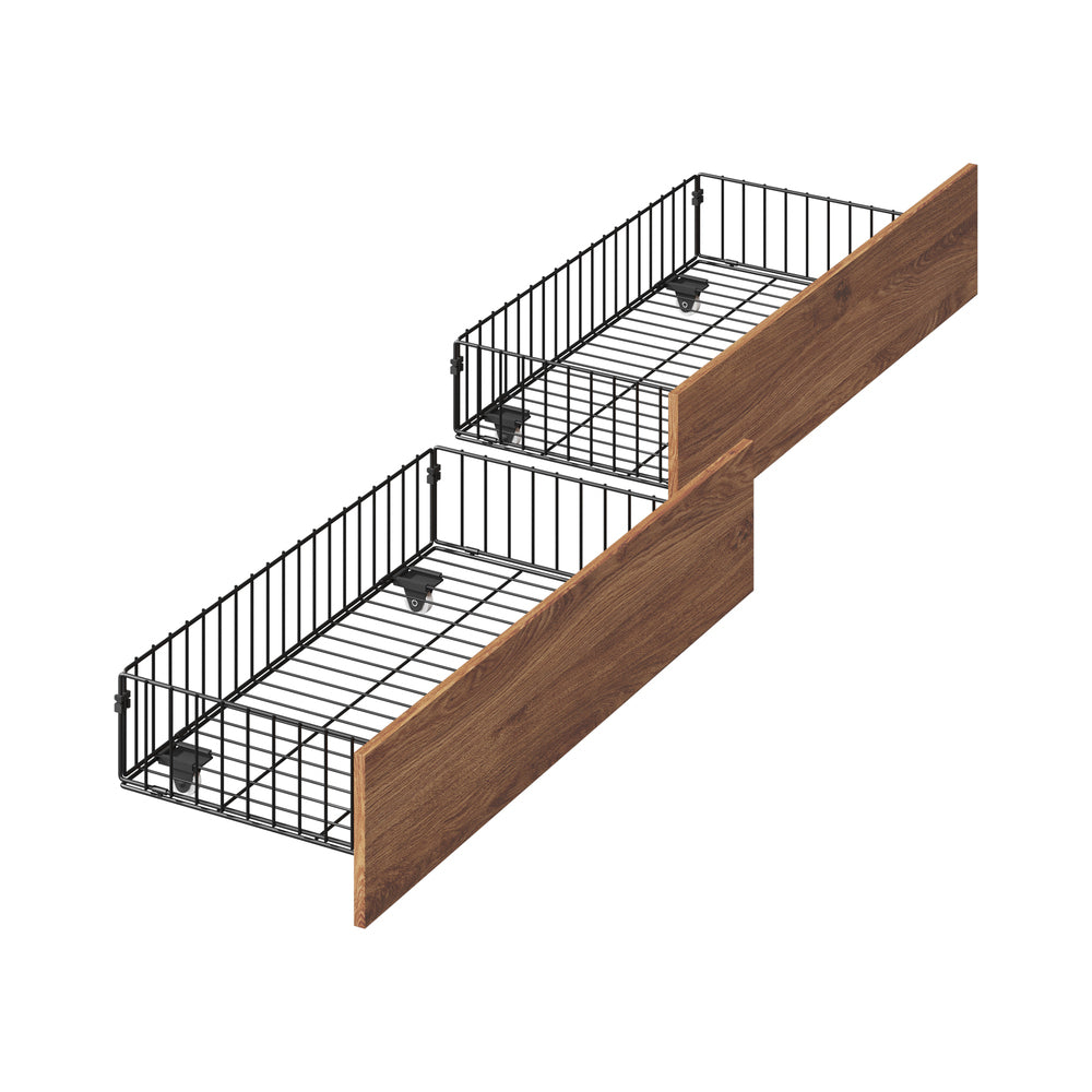 Oikiture 4x Bed Frame Storage Drawers with Wheels Metal Brown