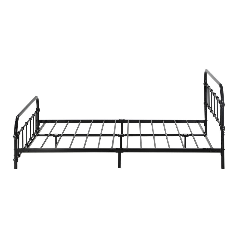 Oikiture Metal Bed Frame King Single Railing-style Black