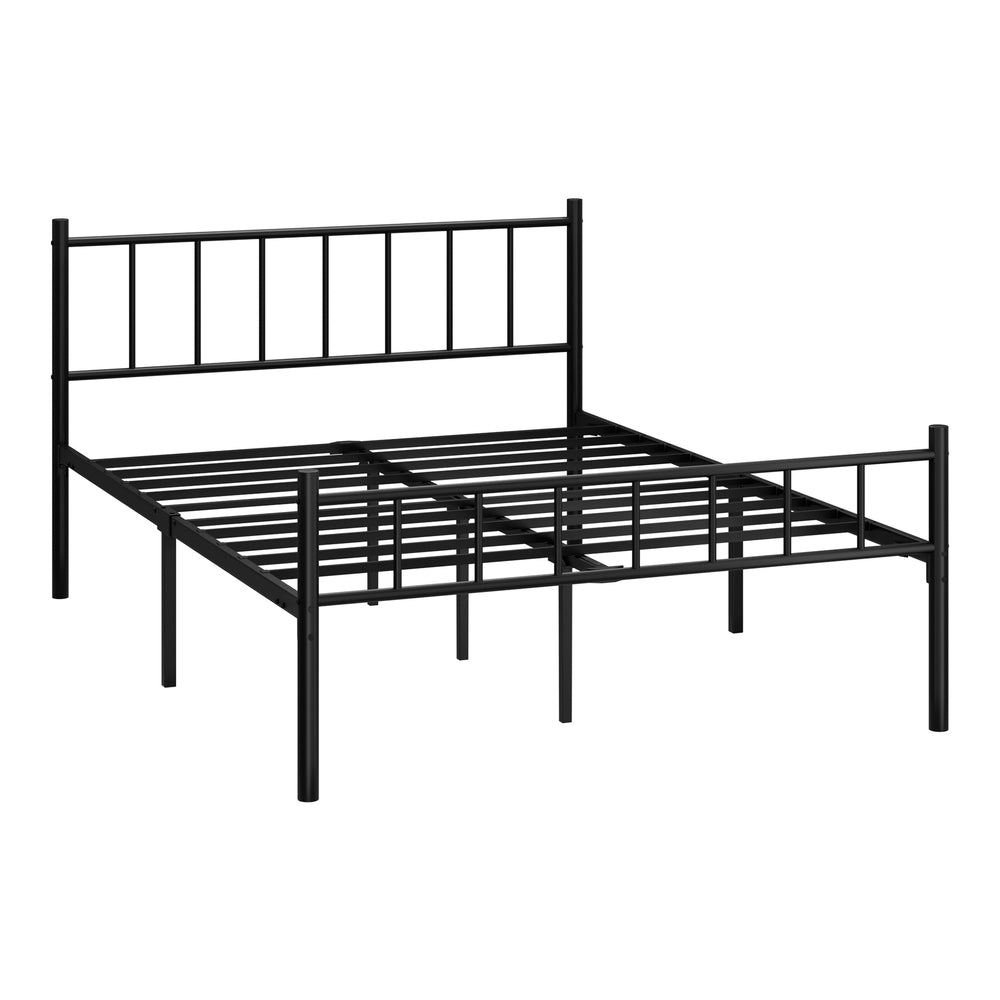 Oikiture Bed Frame Double Size Metal Base Platform Black COMA