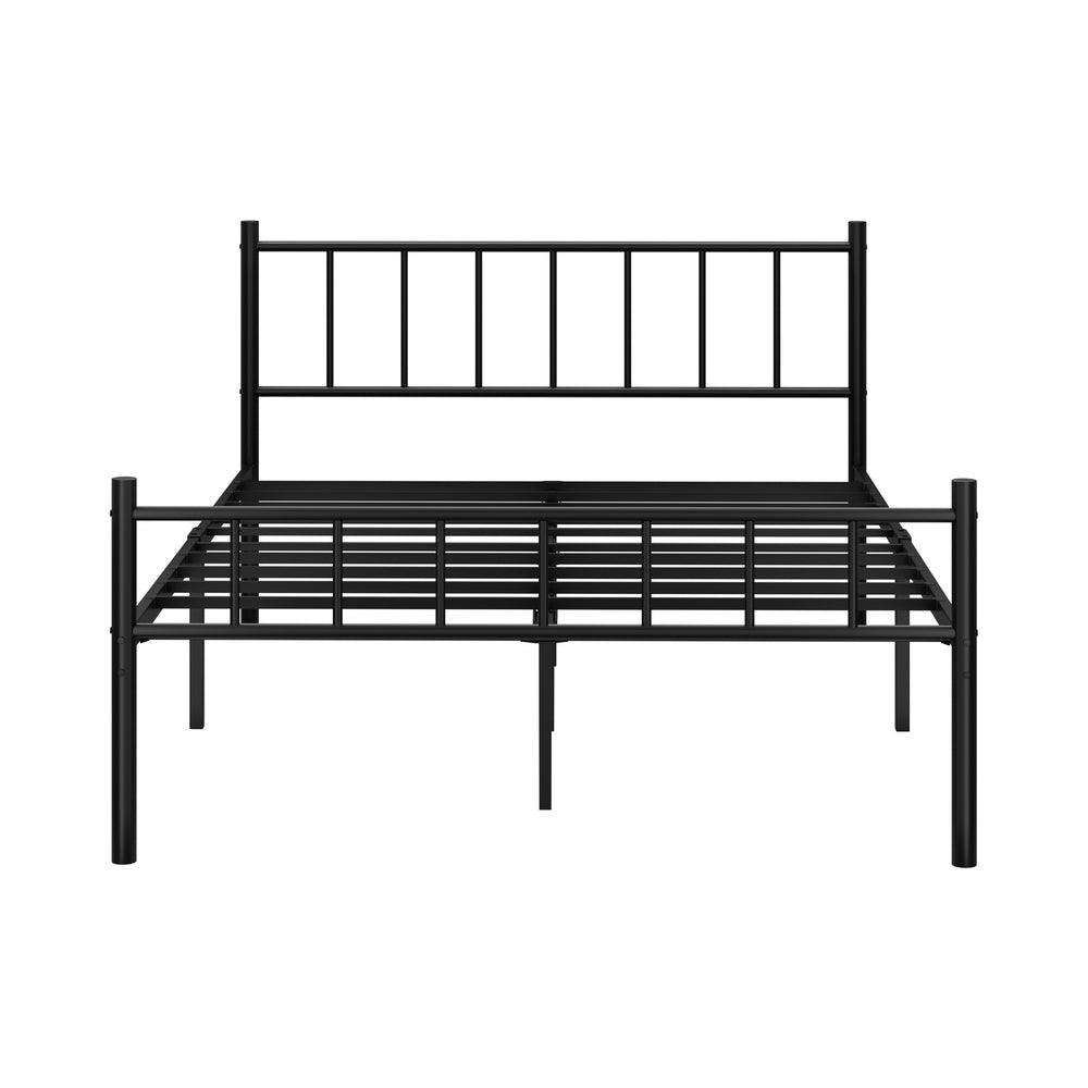 Oikiture Bed Frame Double Size Metal Base Platform Black COMA