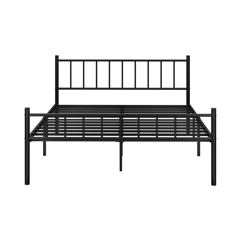 Oikiture Bed Frame Queen Size Metal Base Platform Black COMA