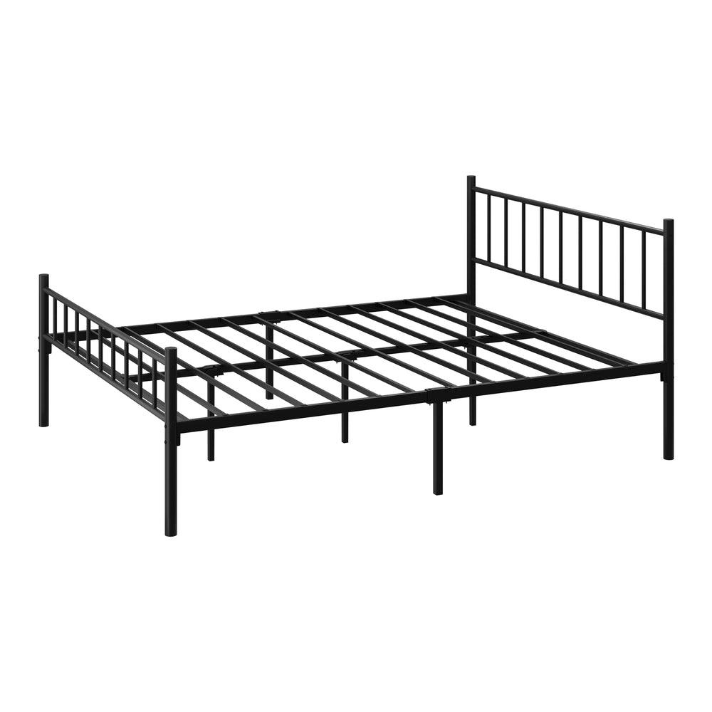 Oikiture Bed Frame Queen Size Metal Base Platform Black COMA