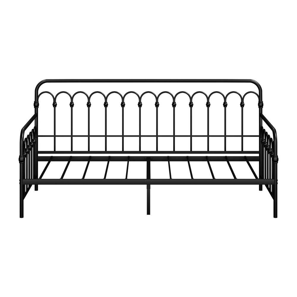 Oikiture Metal Daybed Frame Single Size Sofa Bed Steel Slat Black