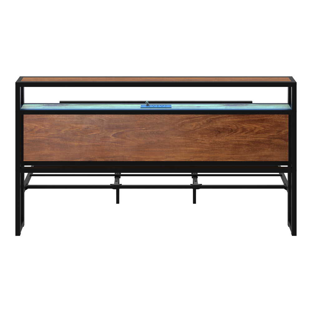 Oikiture Metal Bed Frame King Size LED Storage Headboard USB Charge