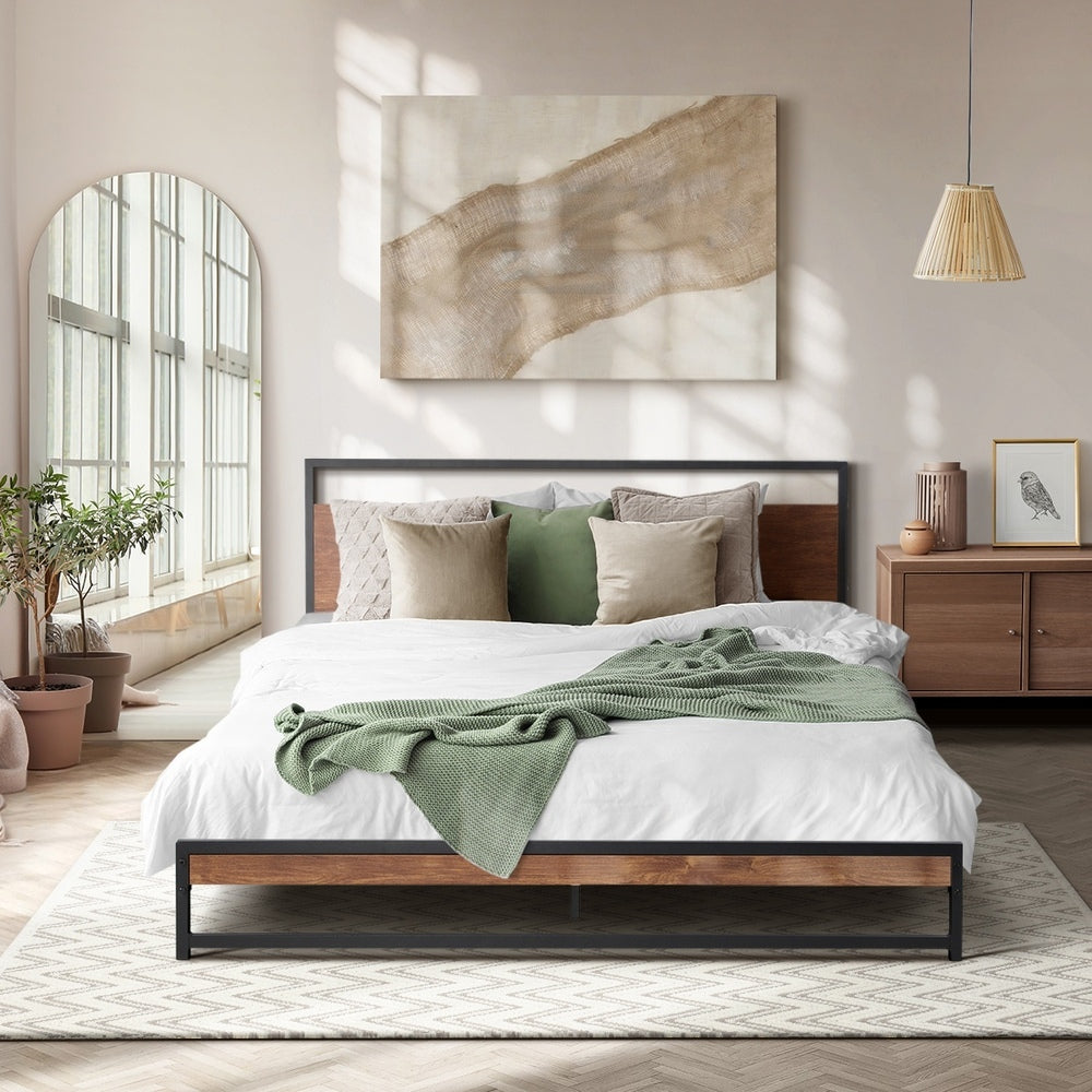 Oikiture Metal Bed Frame King Size Beds Platform Wood