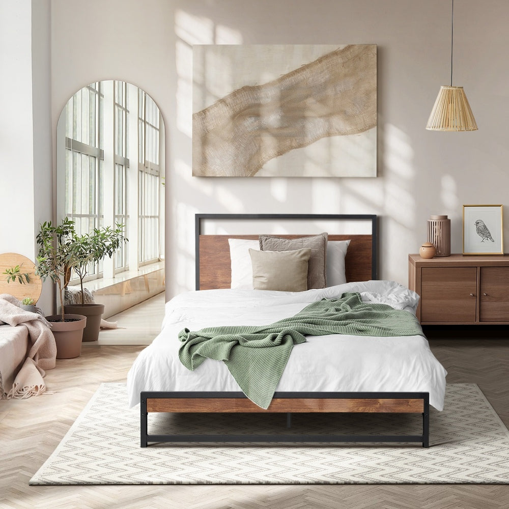 Oikiture Metal Bed Frame Single Size Beds Platform Wood