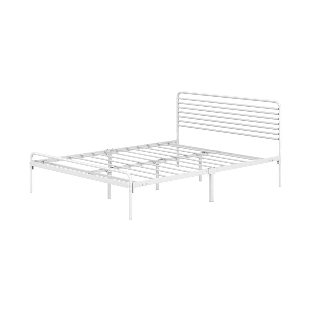 Oikiture Metal Bed Frame Double Size Platform White