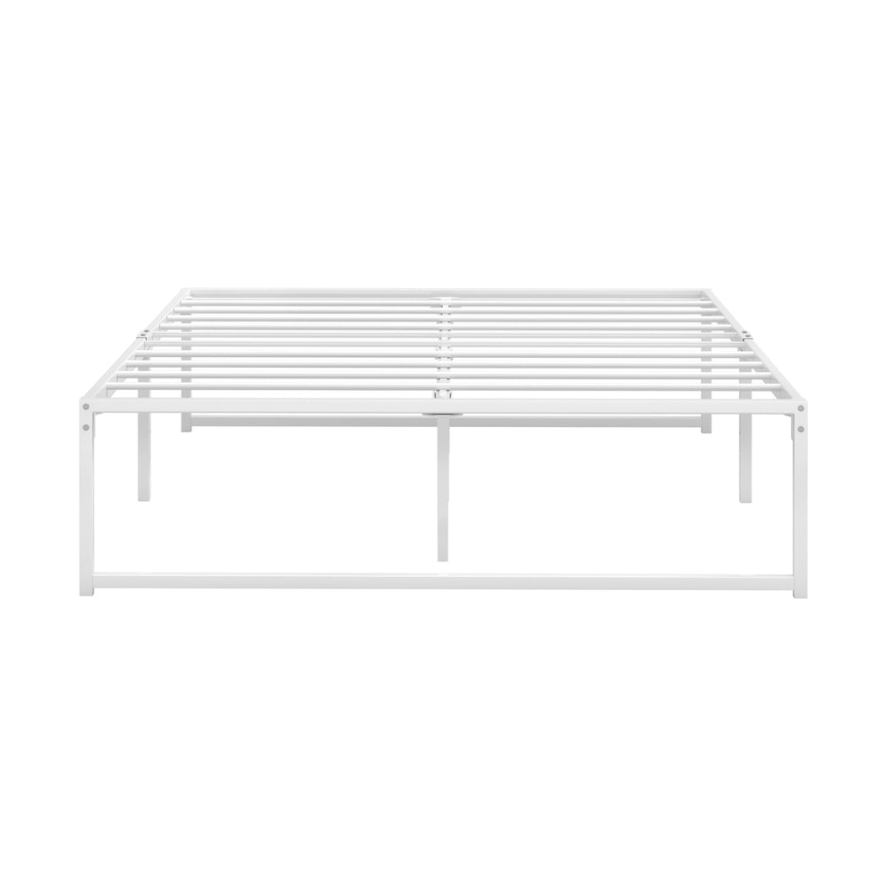 Oikiture Metal Bed Frame Double Size Bed Base White