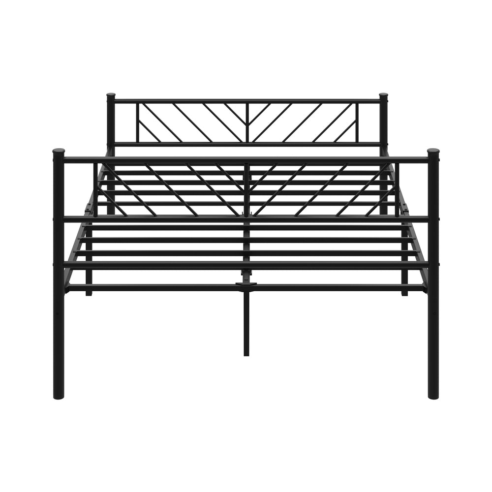 Oikiture Metal Bed Frame Double Size Bed Base Platform Black SIS