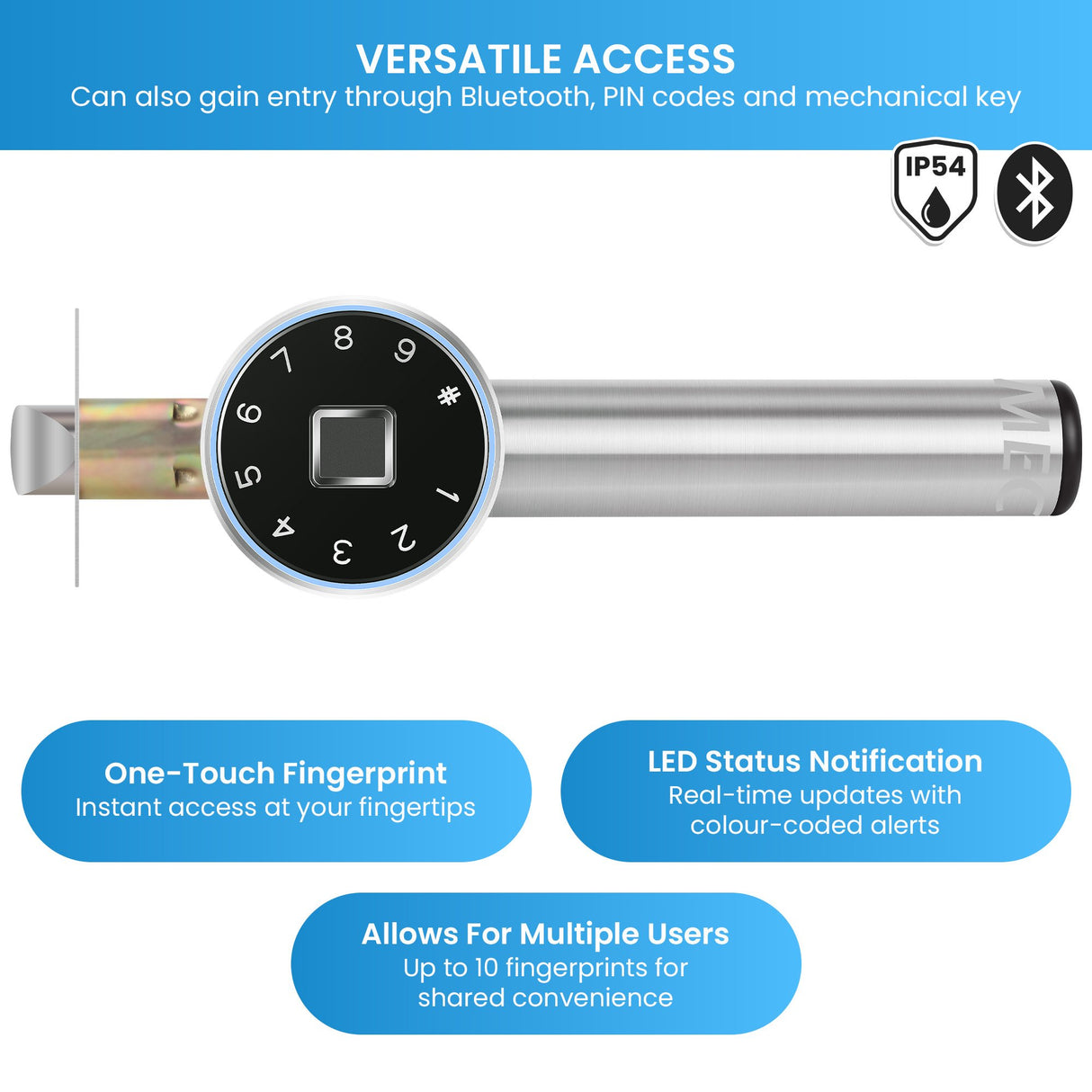 MEC Digital Fingerprint Smart Auto Lock with One-Touch Verification Anti-Panic Exit Bluetooth A