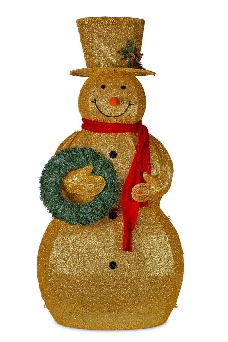 Christabelle 150cm Gold Outdoor Christmas Snowman with Lights