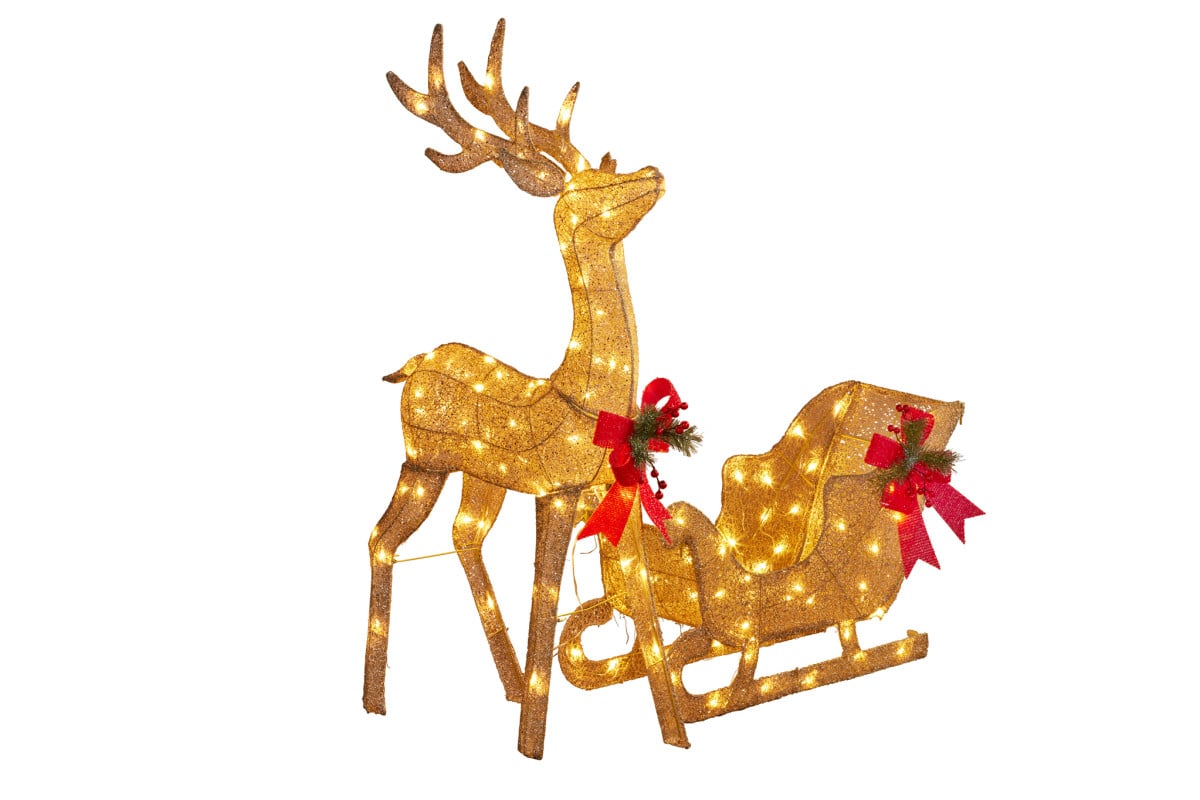 Christabelle Christmas Sleigh & Reindeer Set with Lights Indoor/Outdoor 148cm