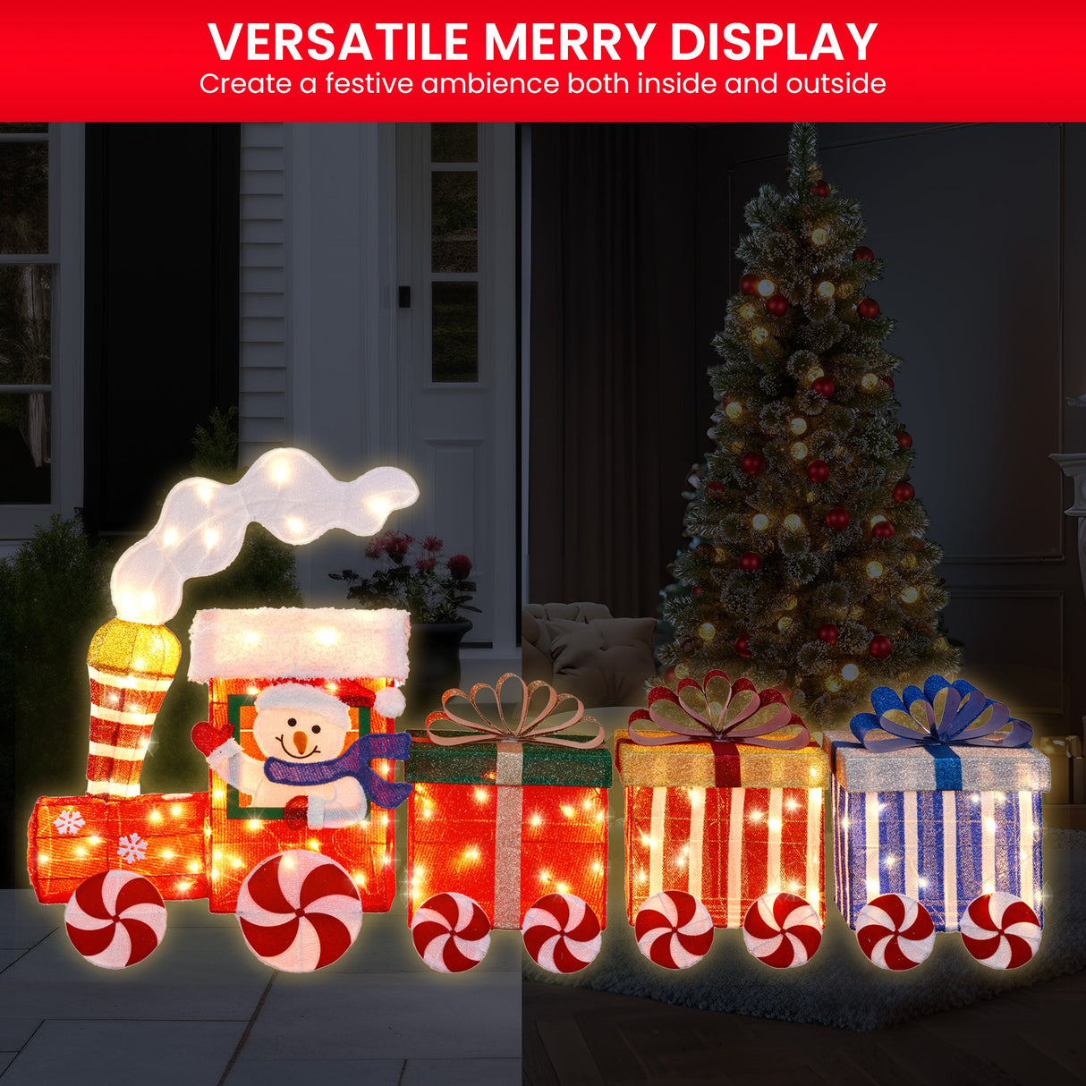 Christabelle Christmas Train & 3 Carriages with Lights Indoor/Outdoor