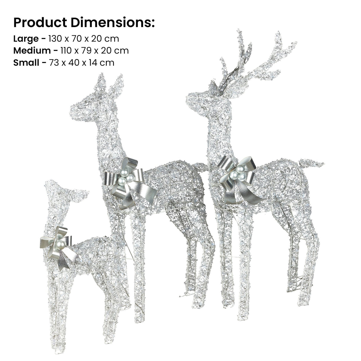 Christabelle Christmas Reindeer Display Set 3 Indoor & Outdoor Decorations Acrylic Beads Cool W