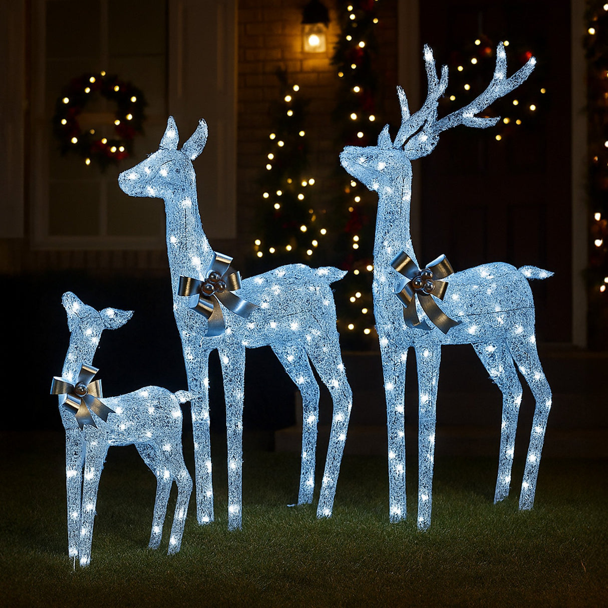 Christabelle Christmas Reindeer Display Set 3 Indoor & Outdoor Decorations Acrylic Beads Cool W