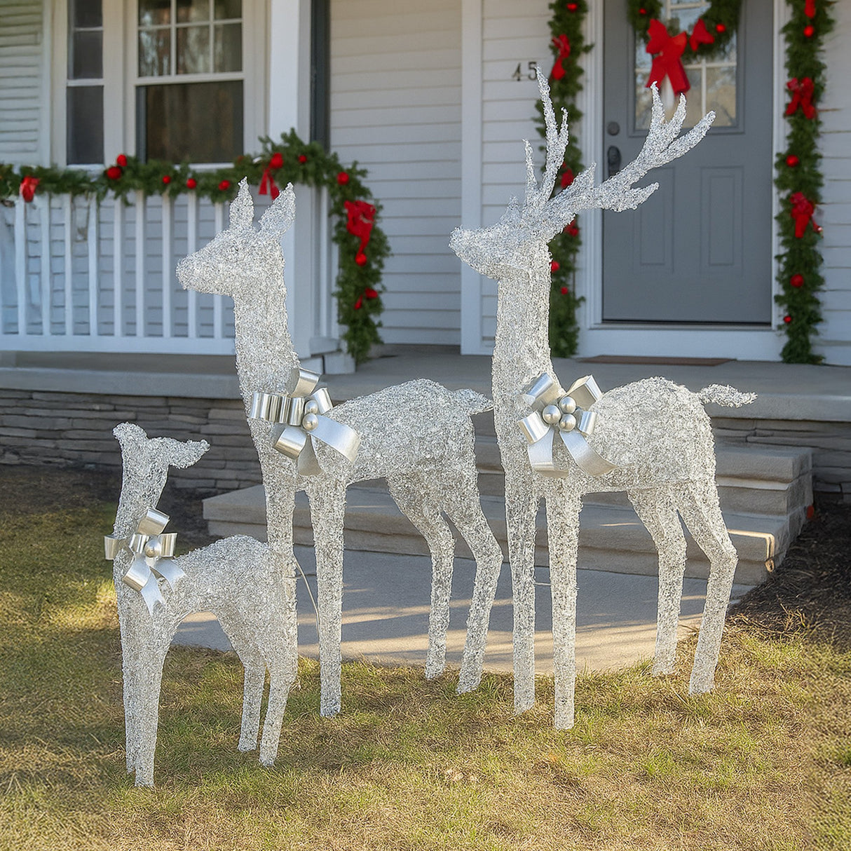 Christabelle Christmas Reindeer Display Set 3 Indoor & Outdoor Decorations Acrylic Beads Cool W