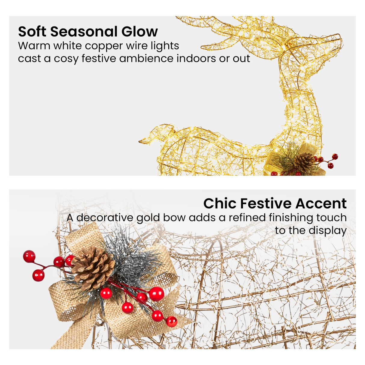 Christabelle Light Up Christmas Reindeer Display Indoor & Outdoor Decoration Warm White LED Lig