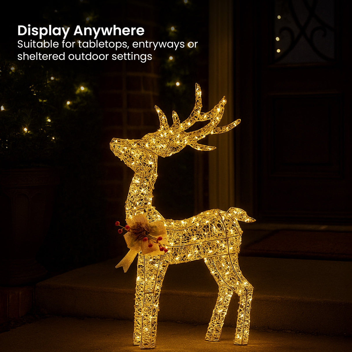 Christabelle Light Up Christmas Reindeer Display Indoor & Outdoor Decoration Warm White LED Lig