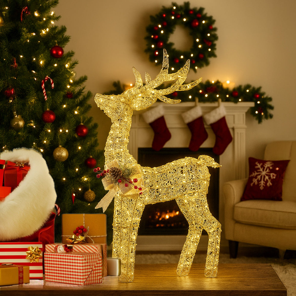 Christabelle Light Up Christmas Reindeer Display Indoor & Outdoor Decoration Warm White LED Lig