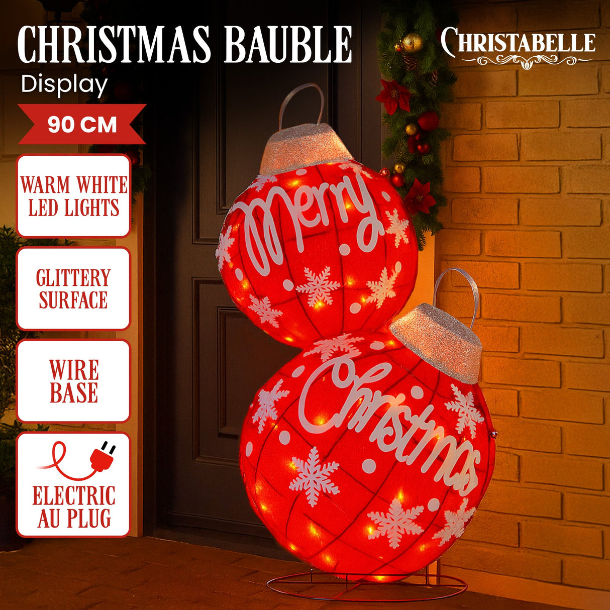 Christabelle Oversized Christmas Bauble Display Warm White LED Lights Indoor & Outdoor Holiday