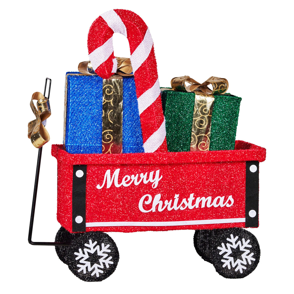 Christabelle Christmas Cart Display w/Candy Cane & Presents Warm White LED Lights Wire Frame St