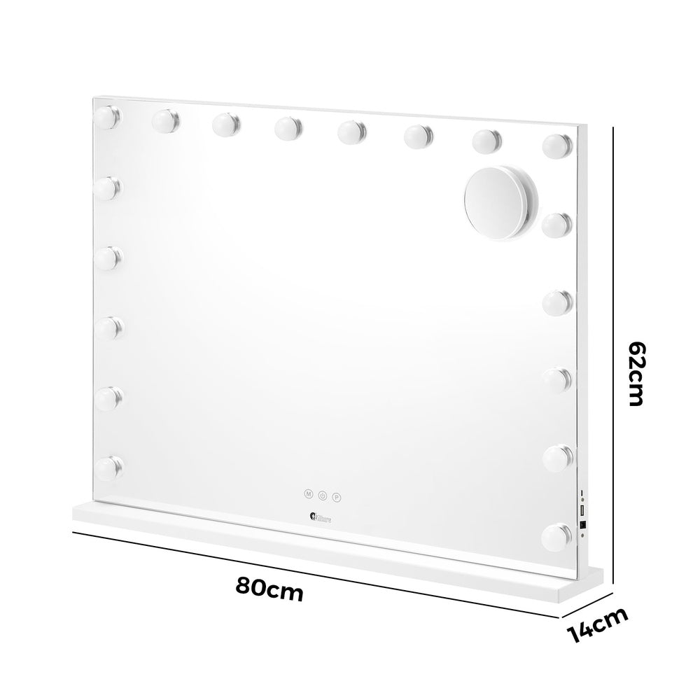 Oikiture Hollywood Makeup Mirror Magnifying LED 18 Bulbs 80x62cm
