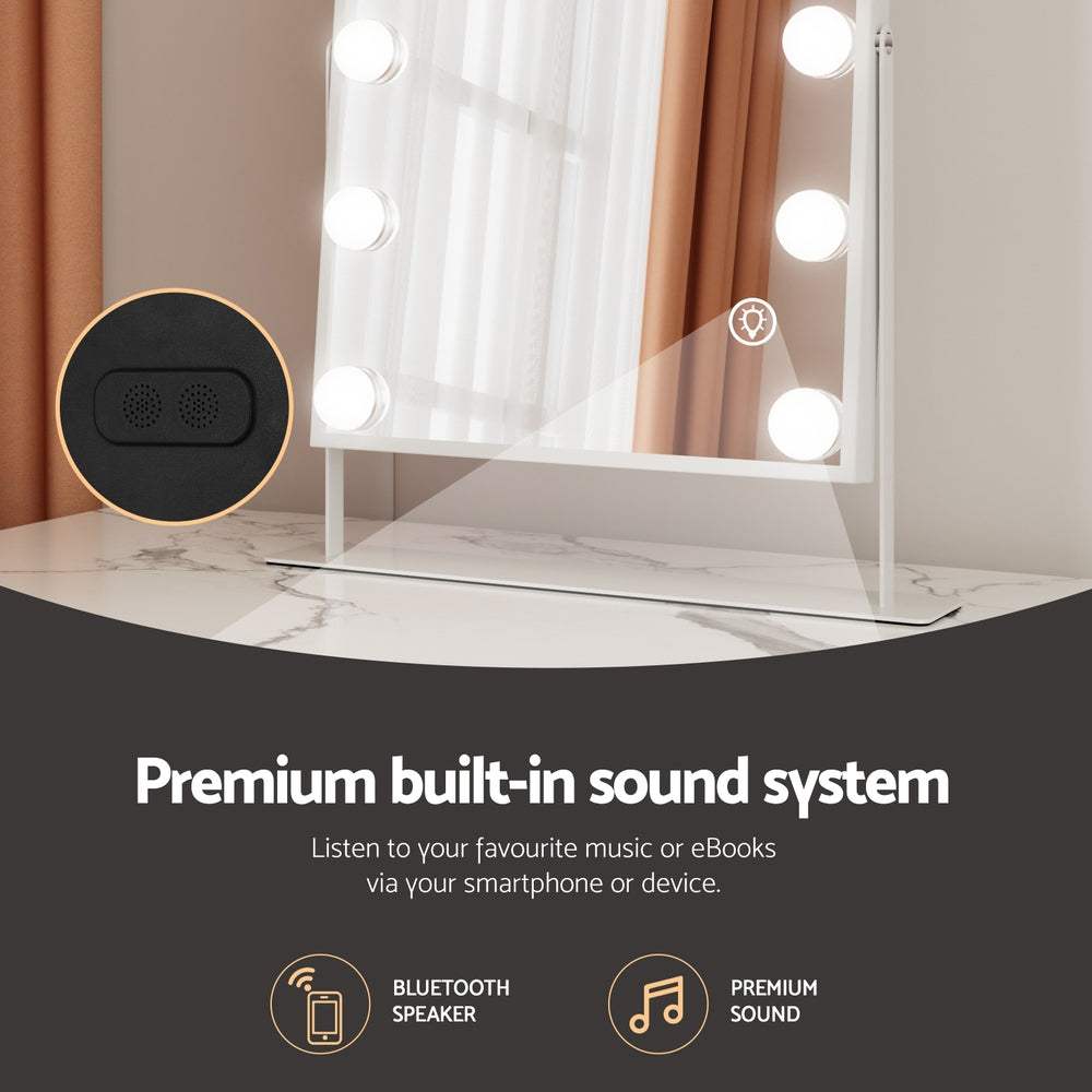 Embellir LED Bluetooth Vanity Mirror with Touch Control - 30x40cm Hollywood Style in White