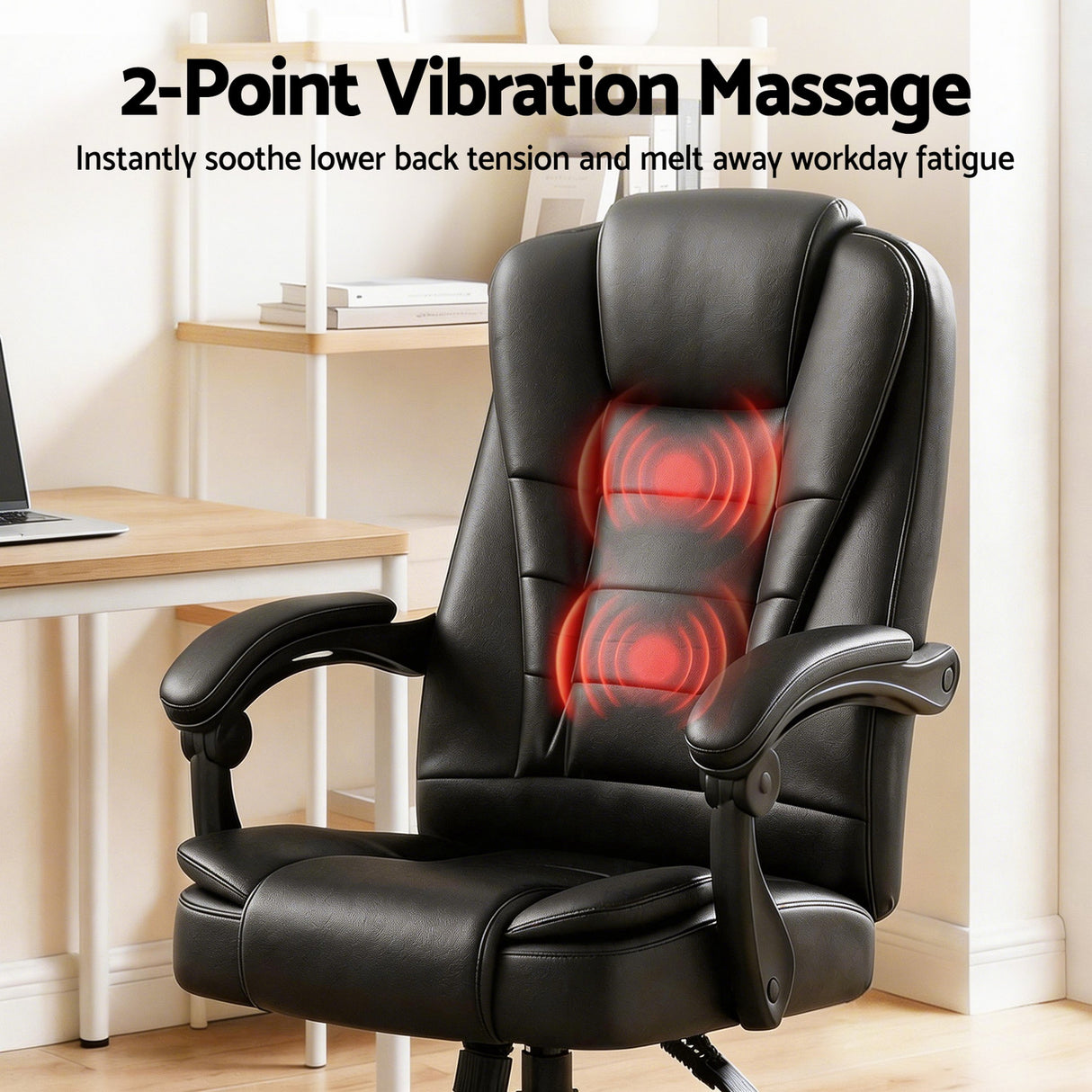 Artiss Massage Office Chair Executive Computer Gaming Chairs Black PU Leather