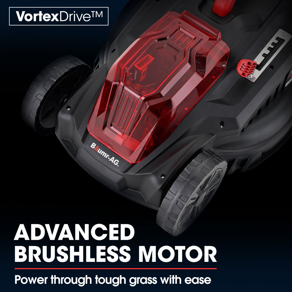 BAUMR-AG 520CX 40V SYNC 17' Cordless Lawn Mower Kit, Fast Charger, 2 x 4Ah Battery, 5 Cutting Heights, Adjustable Ergonomic Handle, Mulching Option