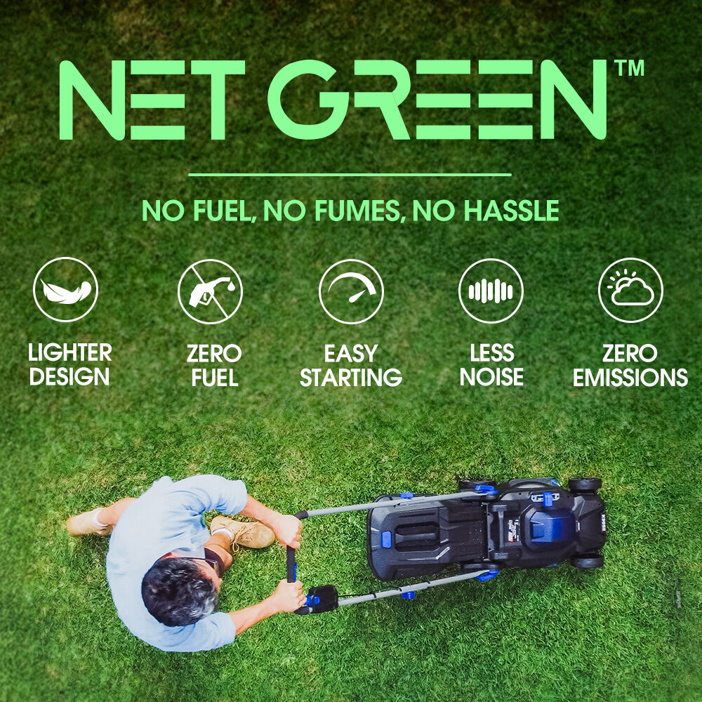 POWERBLADE 350CX 20V 13' Cordless Lawn Mower Kit, Fast Charger, 4Ah Battery, 5 Height, Brushless Electric, 330mm Cutting Path