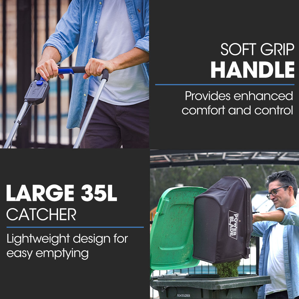 POWERBLADE 350CX 20V 13' Cordless Lawn Mower Kit, Fast Charger, 4Ah Battery, 5 Height, Brushless Electric, 330mm Cutting Path