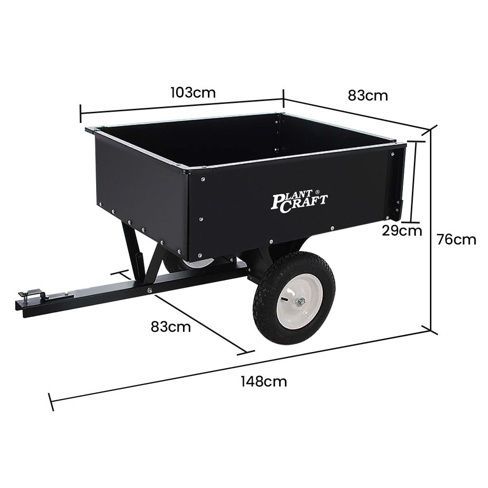 PLANTCRAFT 270kg Capacity Metal Dump Cart, for Ride on Mower