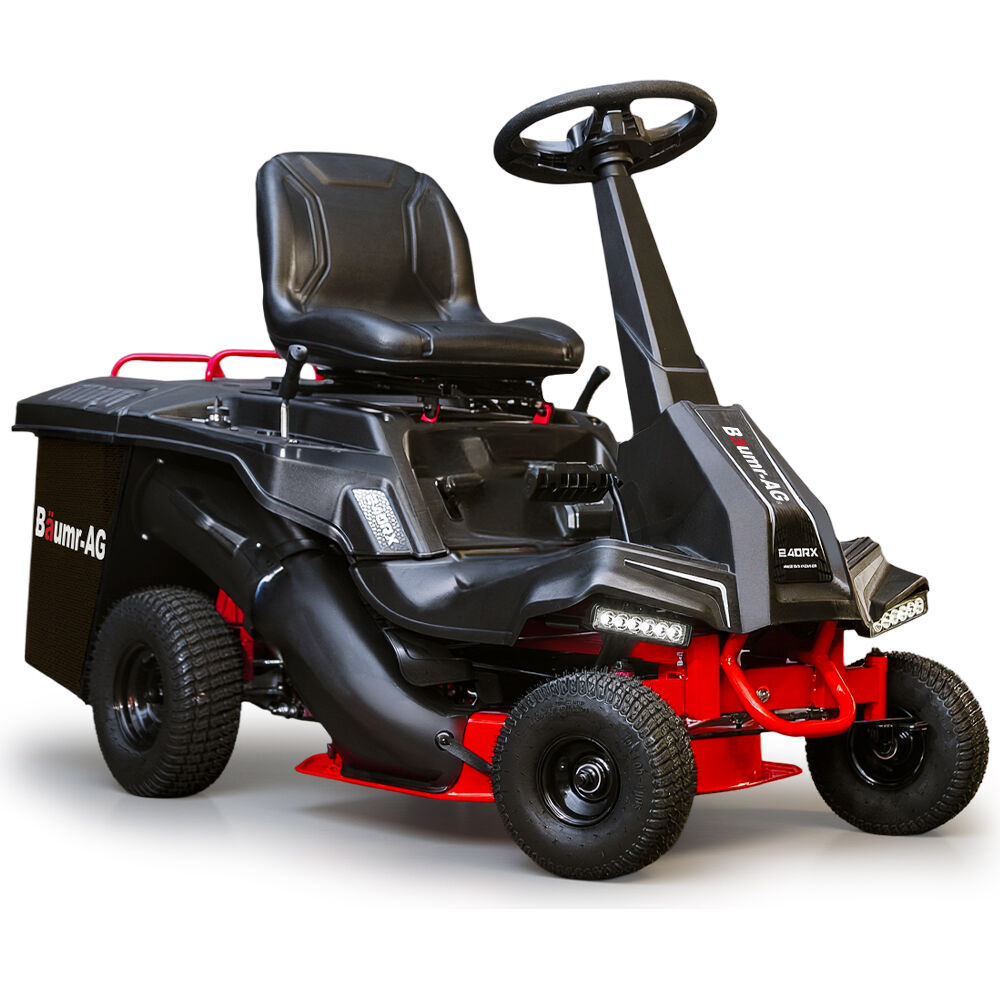 BAUMR-AG 24' Ride On Lawn Mower, Lithium Electric Start System, 6HP 224cc, 5 Cut Heights, Catcher and Mulch Kit