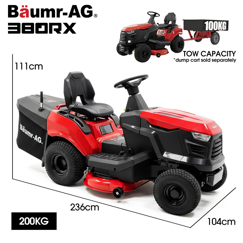 BAUMR-AG 38' Ride On Mower Tractor, Electric Start, 14hp 452cc, Hydrostatic, 100kg Towing, 7 Cut Heights