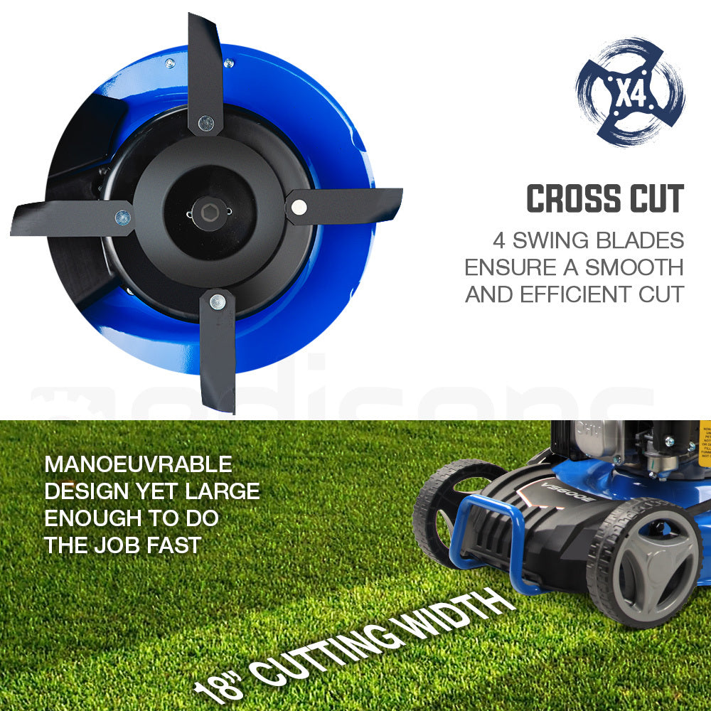 POWERBLADE 18' 175cc Electric Start Self-Propelled 4-Stroke 4in1 Petrol Steel Deck Lawnmower - VS600e