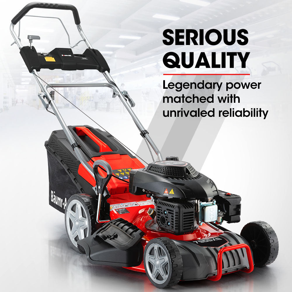 BAUMR-AG 18' 224cc Electric Start Self Propelled Lawn Mower, 7 Height, Steel Deck, 6HP, 4-Stroke Petrol Lawnmower - 790SXe