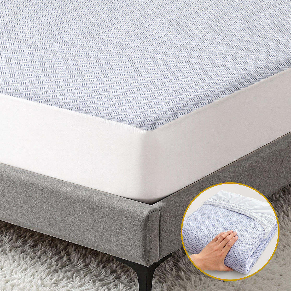 Giselle Cooling Mattress Protector Waterproof Deep Pocket Fitted Cover Double